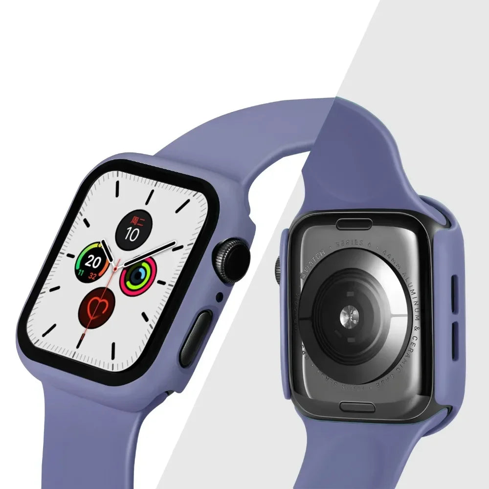 Tempered Glass+cover For Apple Watch Case Accessories 45mm 41mm 44mm 40mm 42mm Screen Protector Apple watch serie 9 4 5 6 SE 7 8