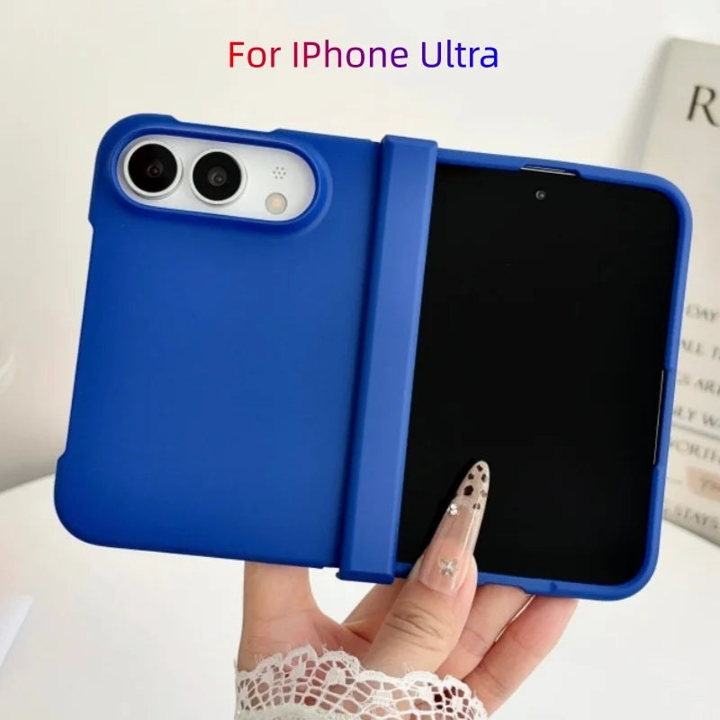 Luxury Skin Feel Frosted Matte Fold Phone Case For iPhone Duo Ultra 18 Fold Hinge Protective Ultra-thin PC Shockproof Hard Cover