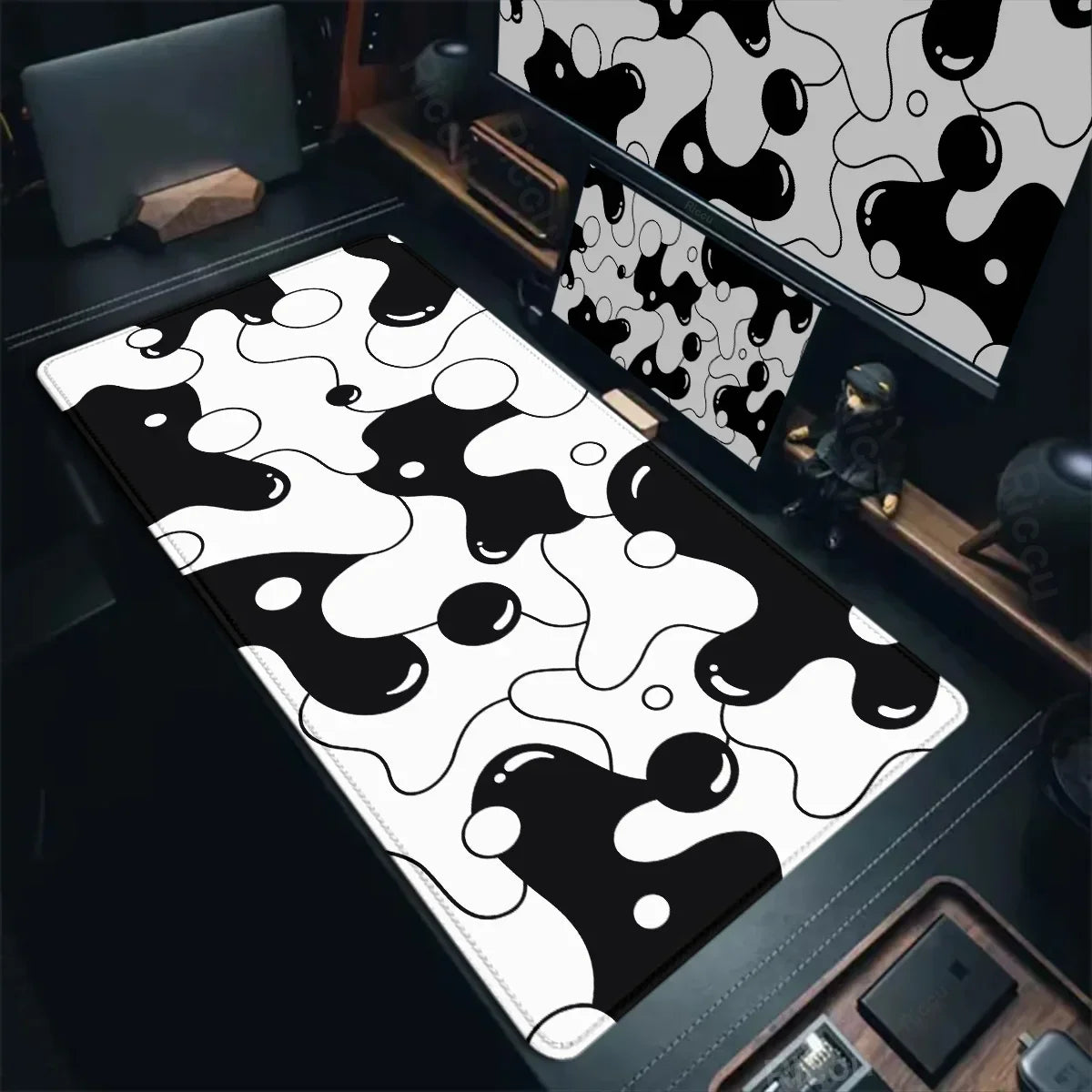Gaming Mouse Pads Large Size Table Pad Blue White Strata Liquid Mouse Pad Computer Play Mat Leather Mouse Pad Keyboard Desk Mat
