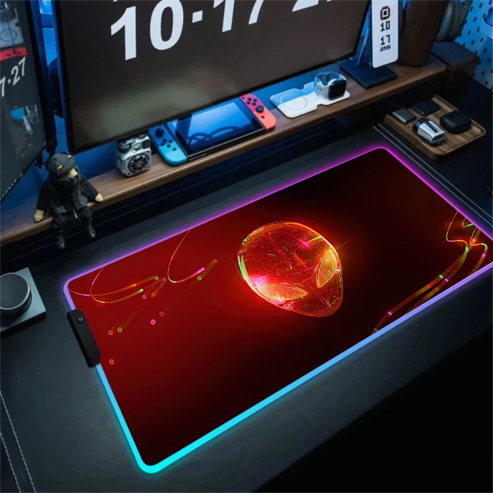Alfombrilla de escritorio grande para teclado PC gamer XXL 900x400 RGB Alienware, alfombrilla de ratón gaming LED, accesorios de ordenador, Tapis De Souris Mousepads