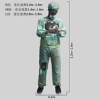 Kids & Adults Zombie Cosplay Costume, Scary Horror Bloody Skeleton  Outfit with Mask Gloves, Halloween Carnival Fancy Dress
