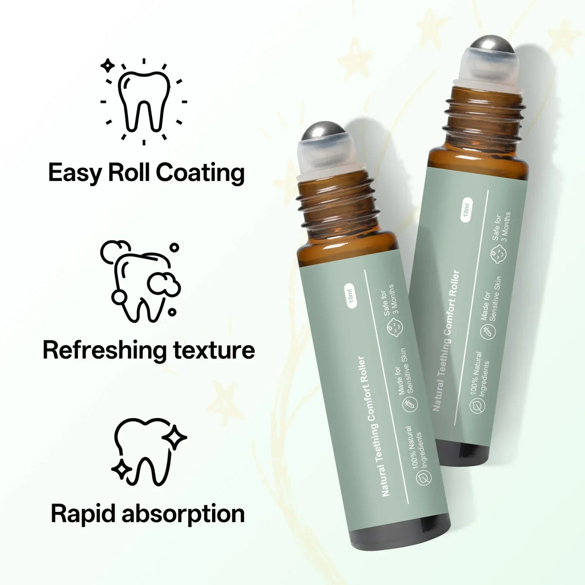 Tea Tree Vitamin E Gum Massage Soothing Calming Irritation Discomfort Sensitive Oral Care Aid Baby Teething Roller 10ml