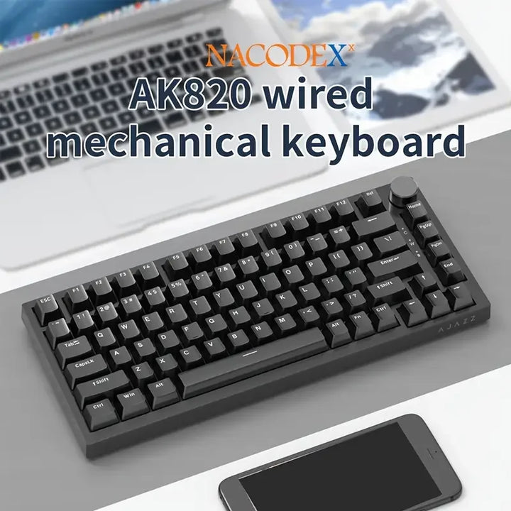 AJAZZ AK820 Wired With Rotary Volume Buttons Hot-Swappable Keys For Office And Home Mechanical Keyboards