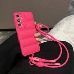 Fashion Down Jacket Lanyard Crossbody Case For Samsung Galaxy A56 A36 A26 A16 A55 A35 A54 A53 A52 A34 A33 Long Strap Soft Cover