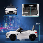 Battery Car for Children 12V Bmw M4 with Headlights Horn Music Speed 3-5 Km/H White