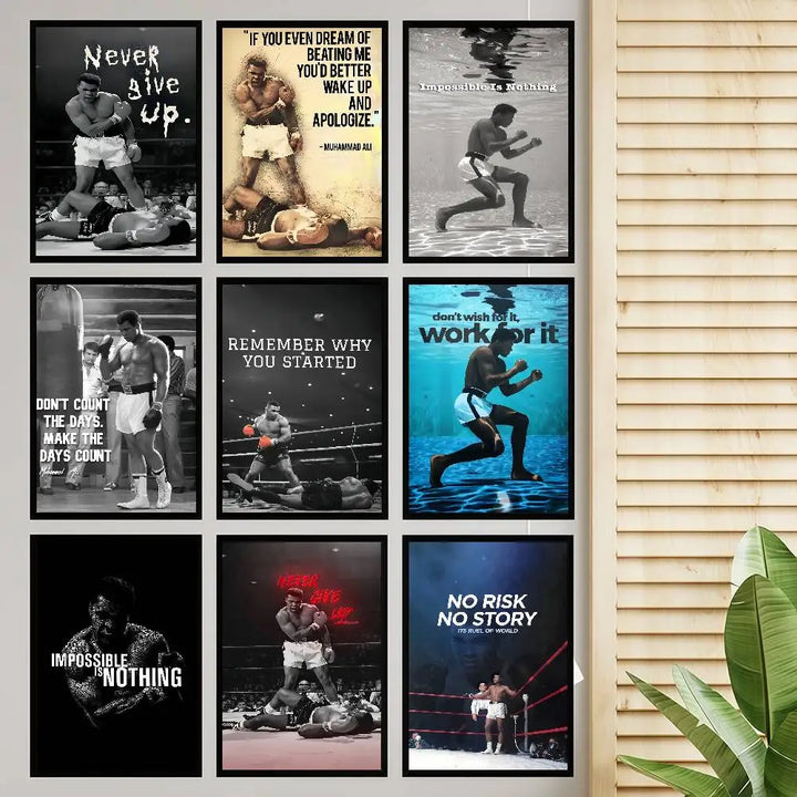 1pc Boxer Mike Tyson M-Muhammad Ali Motivational Quote Posters Retro Kraft Paper Sticker DIY Room Bar Cafe Wall Painting