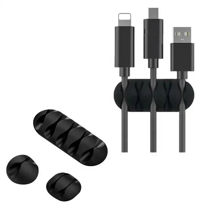 VIKEFON Cable Cord Wire Organizer Silicone USB Cable Winder Management Clips Self Adhesive for Mouse Keyboard Headset For iPhone