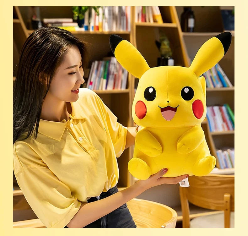 Large Original Pokemon Pikachu Stuffed Plush Toys Plushie Soft Animal Kawaii Anime Doll Throw Pillow Birthday Gift For Kids Baby