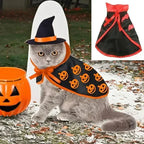Halloween Pet Costume for Cats Breathable Soft Cute Pet Clothes Cloak Shape Pumpkin Pattern Harness Costume Cat Dog Cosplay Tool