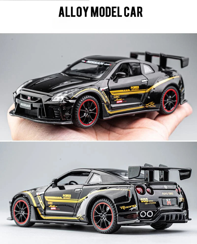 1/32 Nissan Skyline GTR R35 Nismo GT3 Racing Toy Car Model For Children RMZ CiTY Diecast Alloy Miniature Sound Light Collection