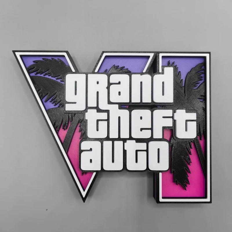 In Stock Custom 3d Gta 6 Grand Theft Auto Logo Stand Creative Desktop Ornament Game Peripheral Display Decor For Home Office