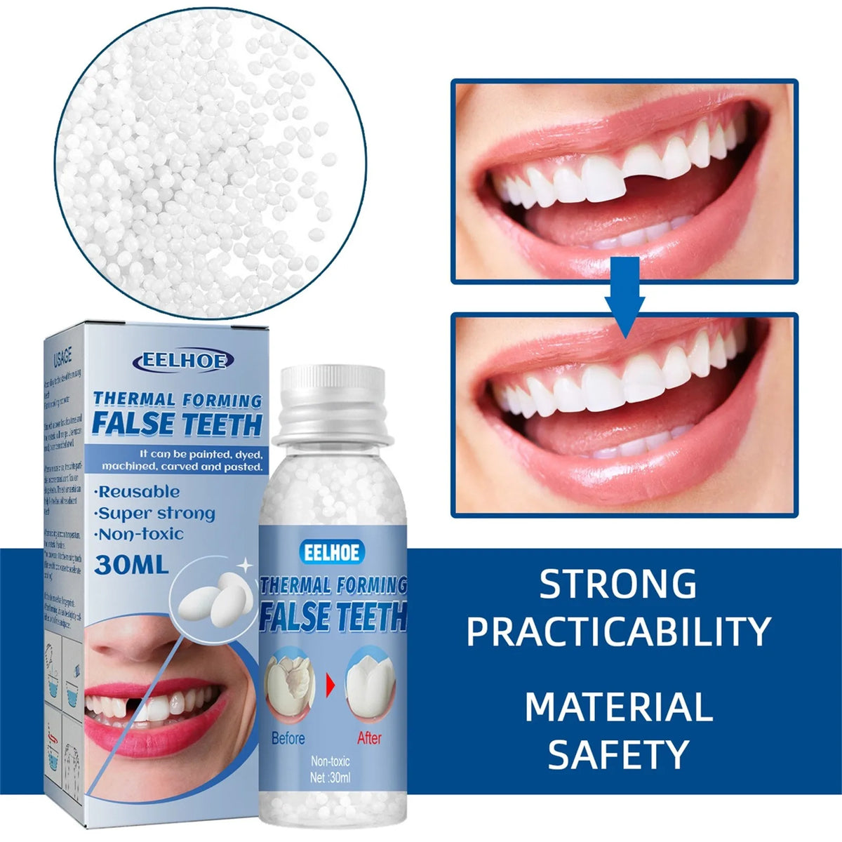 30ml Temporary Tooth Repair Kit Teeth And Gaps FalseTeeth Solid Glue Denture Adhesive Teeth Whitening Tooth Beauty Tool