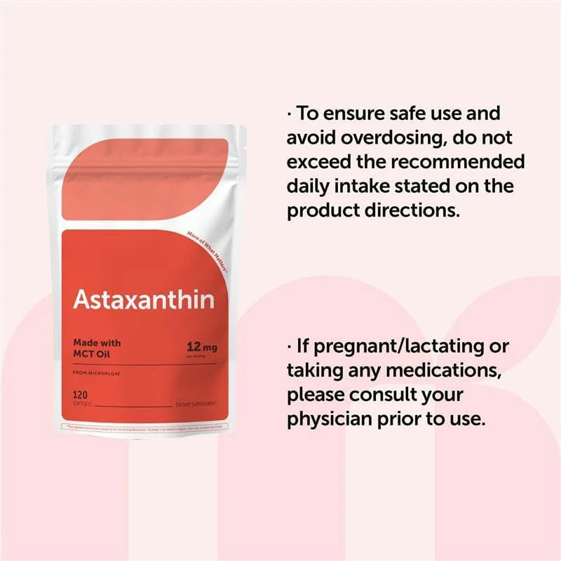 Astaxanthin 12mg with MCT Oil, Premium Astaxanthin Antioxidant Supplement Supports Vision, Immune System & Overall Well-Being