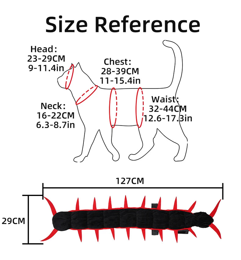 Halloween Costume for Cats Realistic Centipede Small Pets Costume Funny Pet Dress-Up Outfit Cute Cat Costume for Party & Holiday