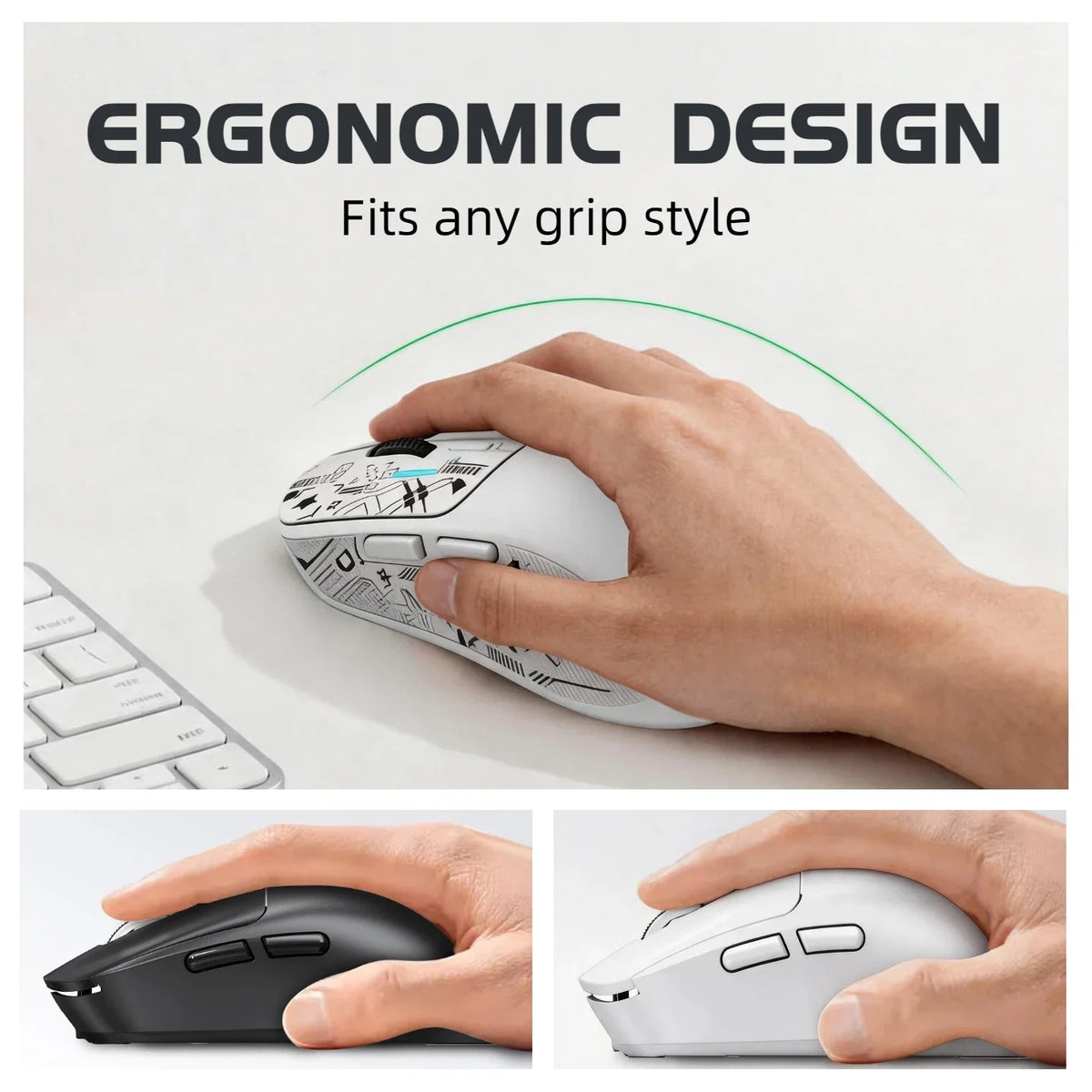 Wireless Mouse Bluetooth 5.4 2.4G Type-C Tri-Mode Rechargeable Gaming Mouse 8000 DPI 1000Hz Lightweight 58g RGB Mouse for PC Laptop Phone Tablet