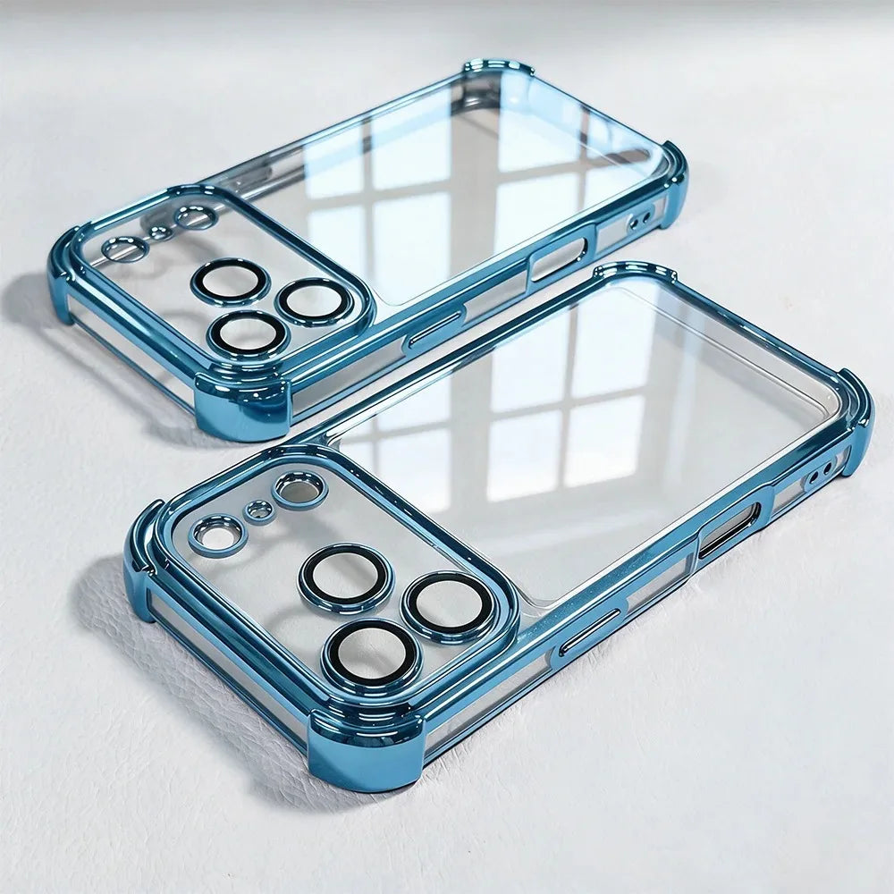 Luxury Buffer Impact Shockproof Plating Transparent Phone Case For iPhone 18 17 16 15 14 13 12 11 Pro Max 16Plus Air Clear Cover