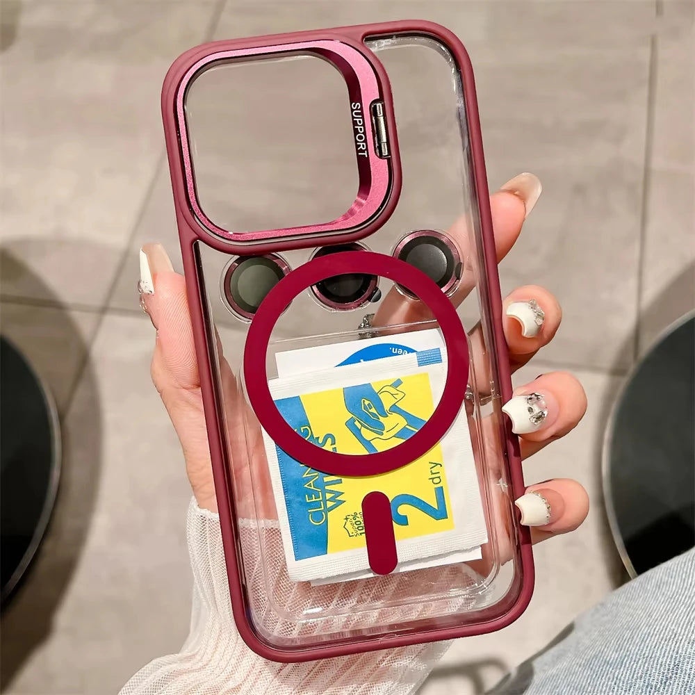 Magnetic Stand MagSafe Shockproof Lens Protection Case for iPhone 12 to 18