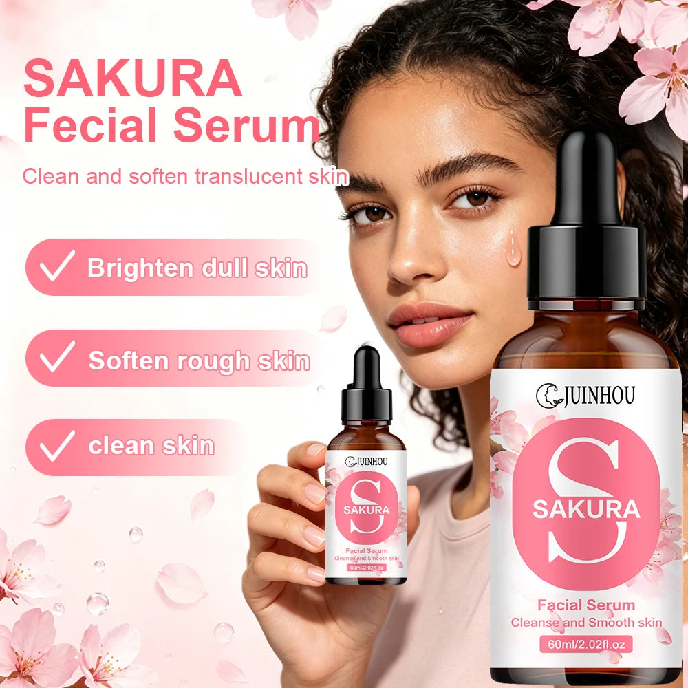 JUINHOU 4pcs Vitamin C + Retinol +Sakura + Hyaluronic Acid Serum Brightening & Hydration Combo Supple Skin For All Skin Type