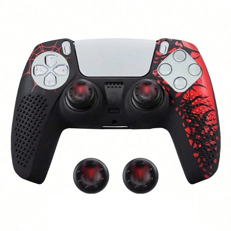 Para la funda del mando de PS5, carcasa de silicona antideslizante protectora compatible con el mando de PS5 con tapa de agarre para el pulgar