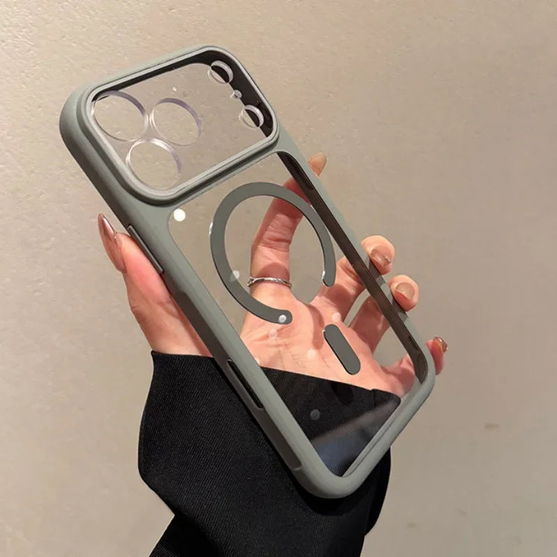 Transparent Defender For Magsafe Case for iPhone 18 17 16 15 14 13 Pro Max Camera AI Touch Control Wireless Charge Acrylic Cover