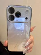 Luxury ice-Tempered Glass Camera Case For iPhone 18 17 16 15 14 13 12 11 Pro Max Plating Candy Armor Shockproof Glossy Cover