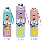 750ML Messi Modrić Neymar Football Star Straw Water Cup Portable Fitness Drink Bottle Kettle Leakproof Drinkware Fans Gifts