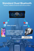 Jansite Portable 8.1 inch IP67 Waterproof Motorcycle 4K DVR GPS Navigation Wireless Carplay Android Auto Moto Recorder Monitor