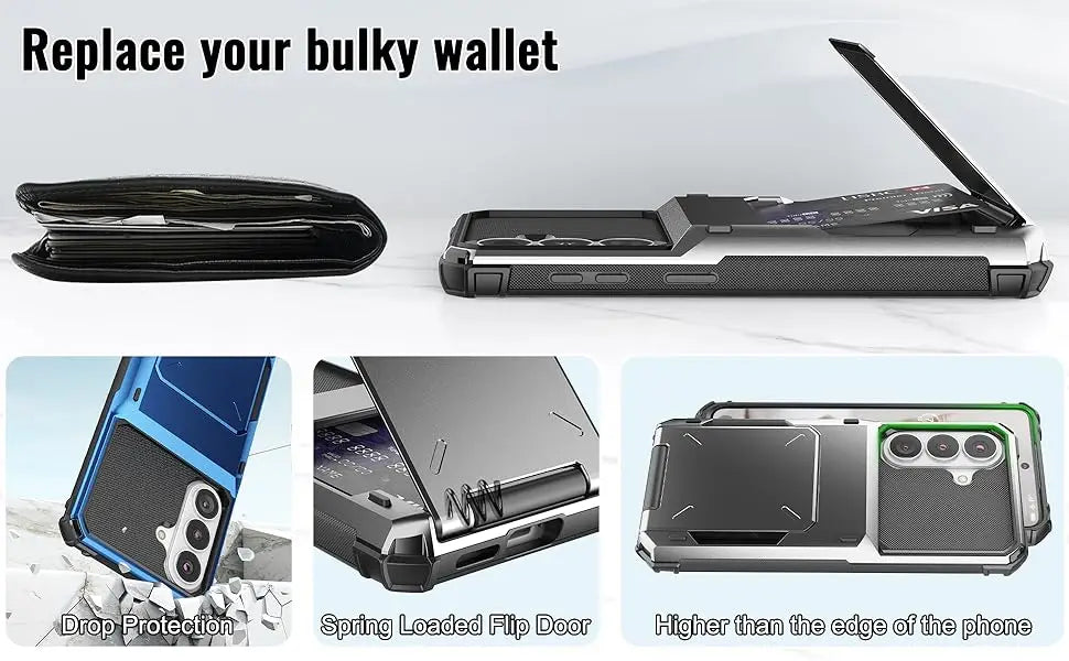 For Samsung Galaxy A37 Samsung A57 A56 A36 A26 A17 Card Holder Case Heavy Duty Wallet Hidden Flip Slot Protective Phone Cover