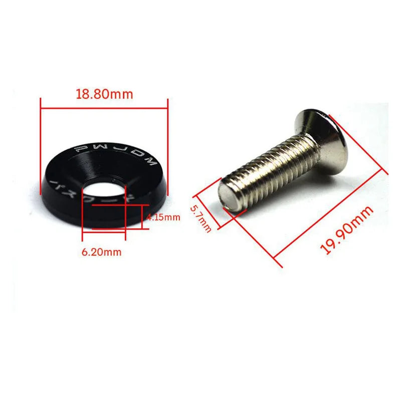 10 PCS M6 Automotive Hexagonal Fasteners, Mudguard Washers, Bumper Engine, Concave Screws, JDM Aluminum Mudguard Washers