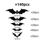 DIY Halloween Bat Decoration 3D PVC Bat Wall Sticker Black Bat Wallpaper Halloween Real Horror Prop