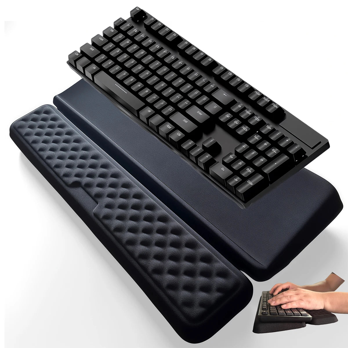 Keyboard Wrist Rest, Ergonomic Memory Foam Wrist Support for Typing & Gaming, Tilted Keyboard Pad, Aesthetic Desk Accessories Fo