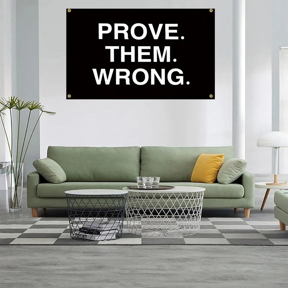 1pc Motivational Fitness Tapestry: Prove Them Wrong - 90x150cm (3x5ft) Inspirational Banner- Suitable for Home Gym, Man Cave,