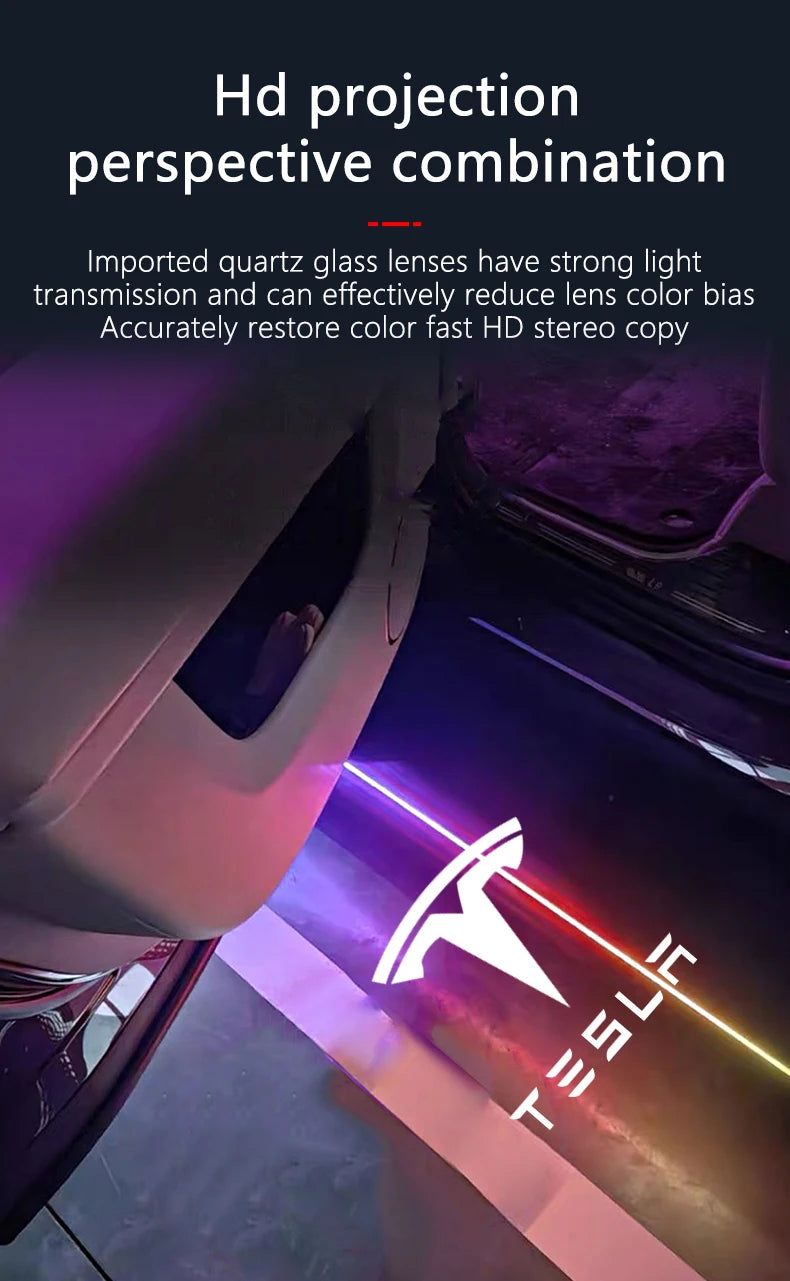 Tesla 2pcs Car HD Projector Lamp LED Door Welcome Light For Tesla Model S Model Y Model 3 Model X