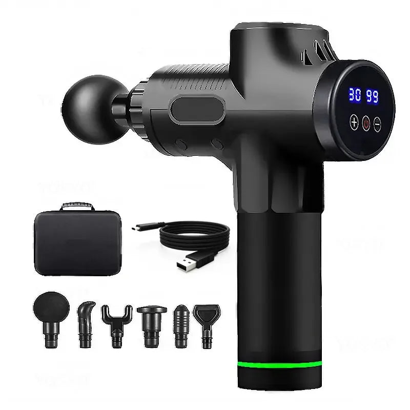 Fascial Massage Gun Electric Percussion Pistol Massager Body Neck Back Deep Tissue Muscle Relaxation Massage Gun Fitness