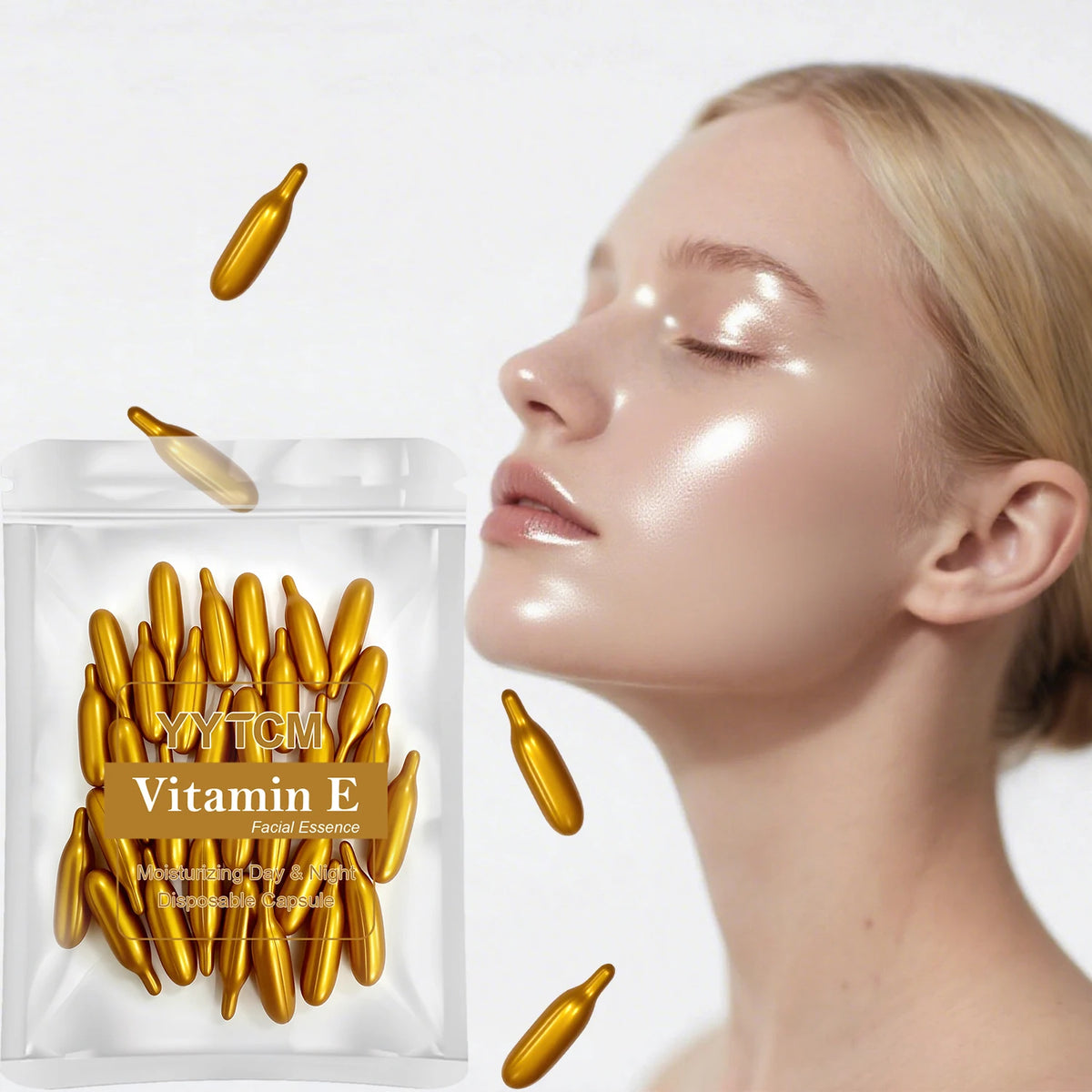 Vitamin E Serum Capsules, Single-Use Essence Capsules, Hydrating and Moisturizing Facial Skin 30/40/50/60/90/120/180 Count