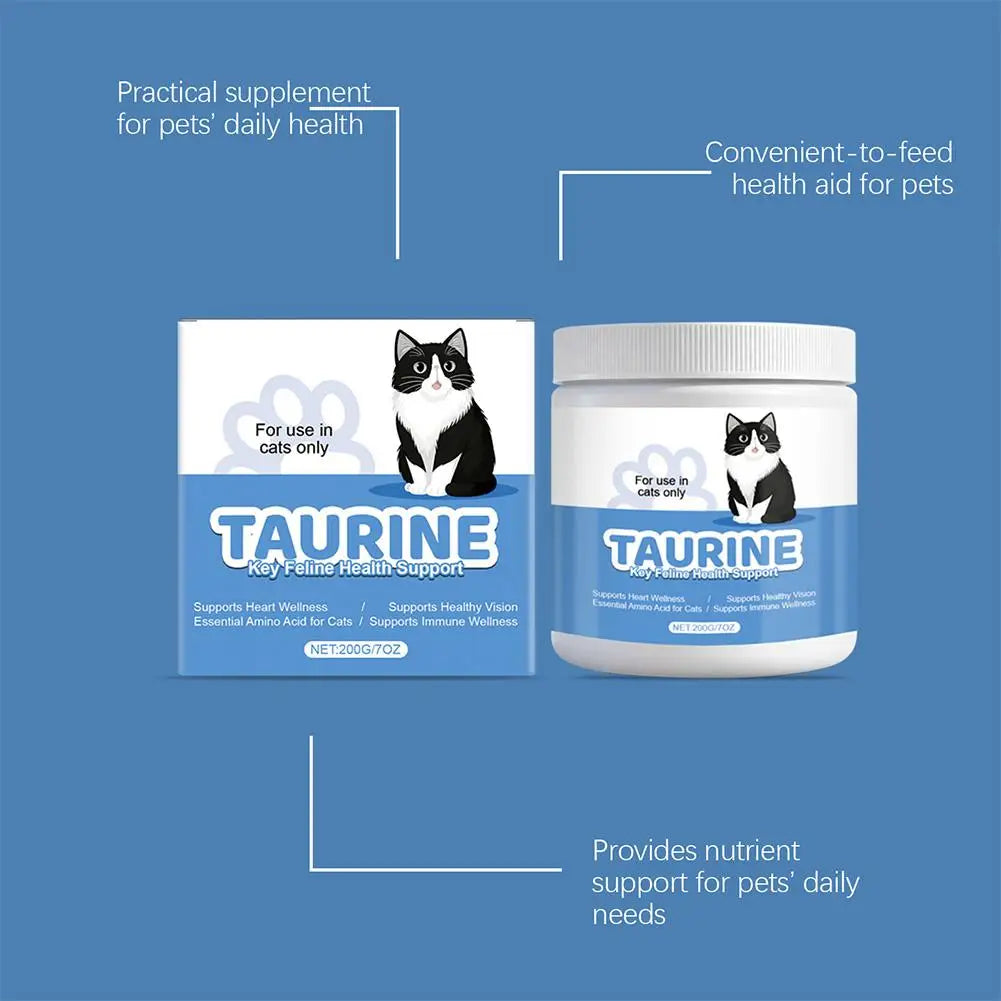 200g Taurine Powder for Cats – Essential Amino Acid Supplement for Heart Health & Function, Supports Cardiac Muscle Health Care