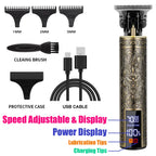 Rechargeable Mens T9 Carving Hair Clipper Vintage Portable USB Cleaning Barber Professional Hair Cutting Machine Beard Trimmer