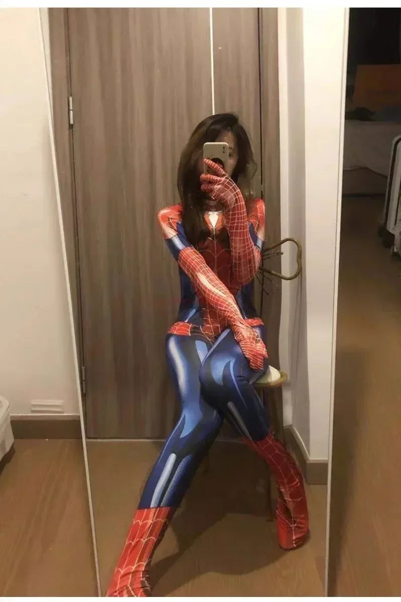 Halloween Cosplay Costume For Spider Women Superhero Costume Black Cat Tight 3d Printing Jumpuit Bodysuit Toys Christmas Gift