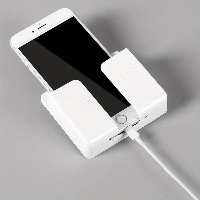 Wall Mounted Phone Charging Holder and Remote Control Organizer
