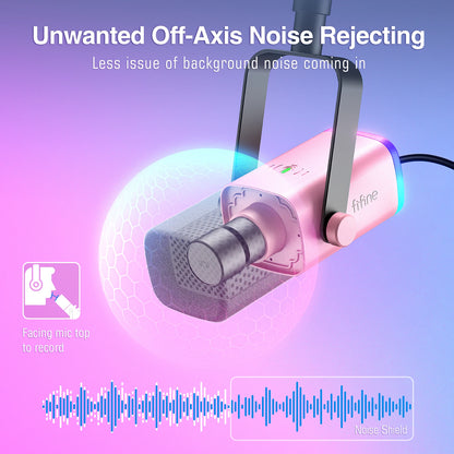 FIFINE Gaming Streaming Headset and Microphone Kit with Gain Knob/RGB/Monitor,for PC/MAC/PS4/PS5/Mixer/YouTube/Steam-AM8TP/H9P