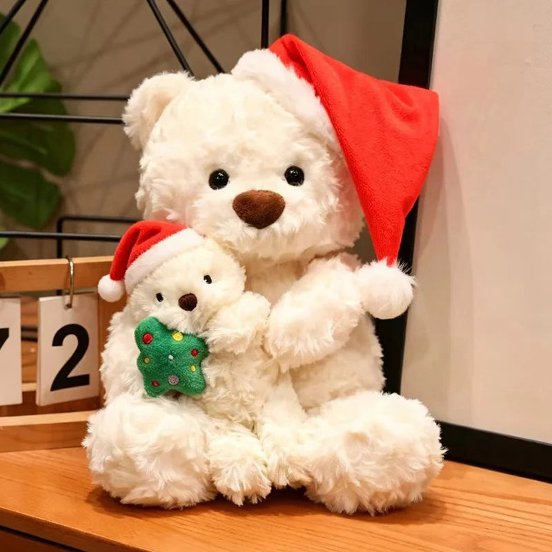 Cute Christmas Bear Plush Toy Christmas Dress Up Teddy Bear Scarf Hat Dress Up Comfort Doll Xmas Birthday Gifts