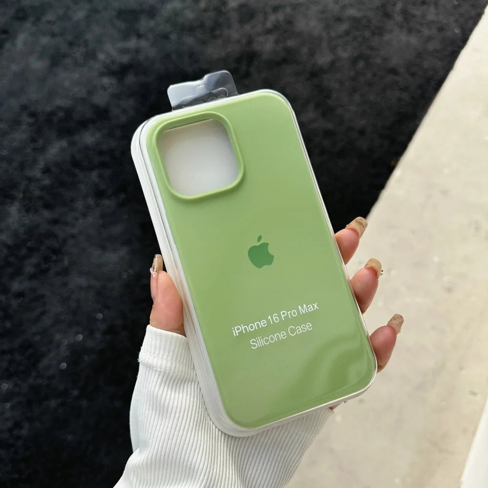 Luxury Liquid SIilicone Solid Candy Color Phone Case for Apple iPhone 17 Pro 16 15 14 13 18 Pro Max Shockproof Cover with Logo