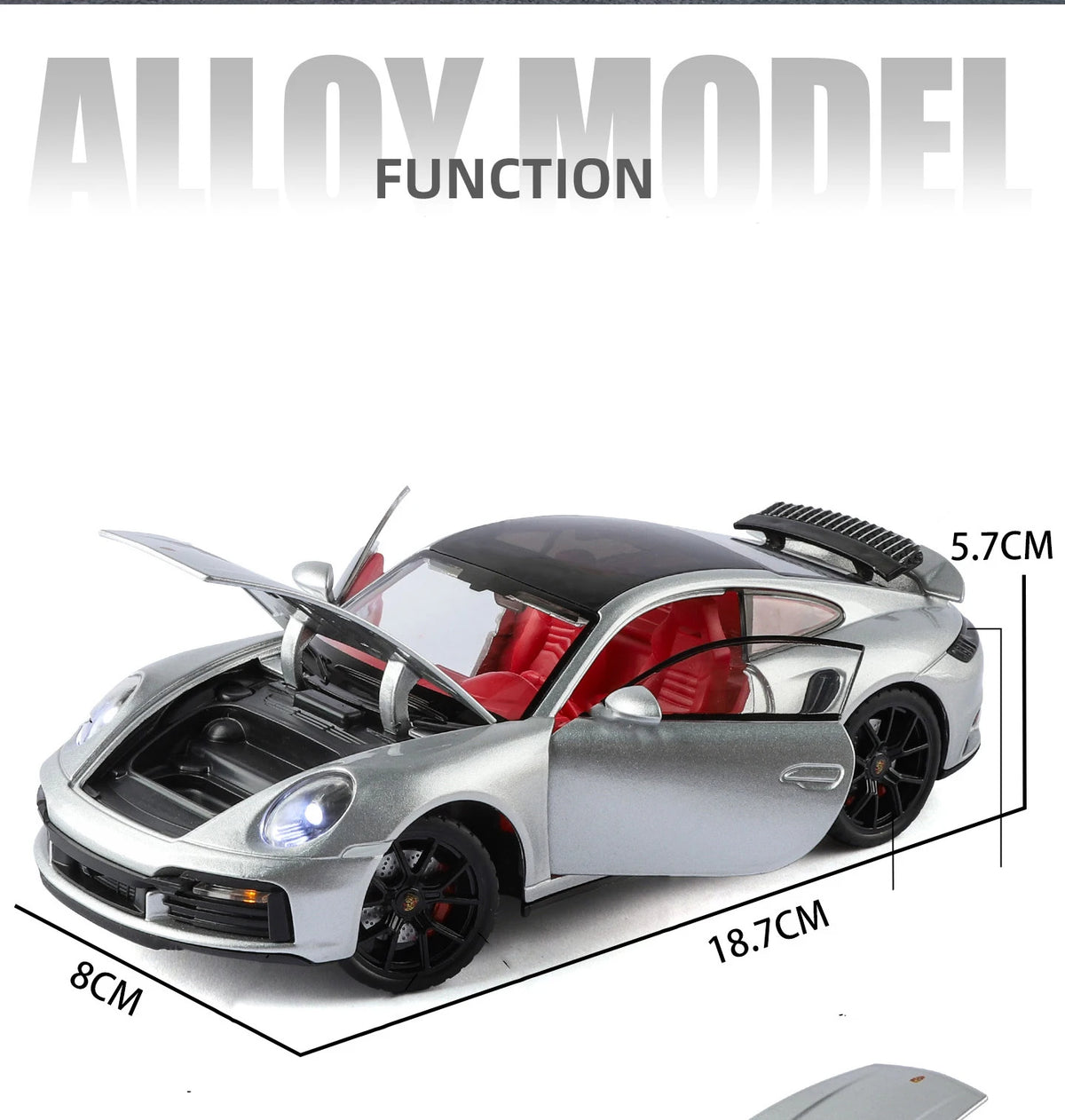 1:24 Porsche 911 992 Turbo S Alloy Sports Car Model Diecast Metal Racing Vehicles Car Model Simulation Sound Light Kids Toy Gift