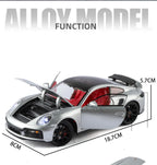 1:24 Porsche 911 992 Turbo S Alloy Sports Car Model Diecast Metal Racing Vehicles Car Model Simulation Sound Light Kids Toy Gift