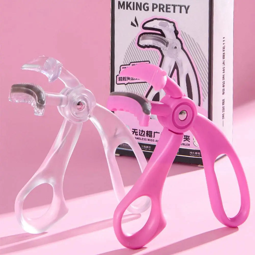 PRETTY Frameless Eyelash Curler Wide Angle Lash Curler with Comb Teeth Silicone Pad No Pinching Makeup Tool for Women