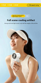 Handheld Mini Fan 5 Speed Adjust Type C Rechargeable Portable Fan Digital Display Desktop Fan Outdoor Use