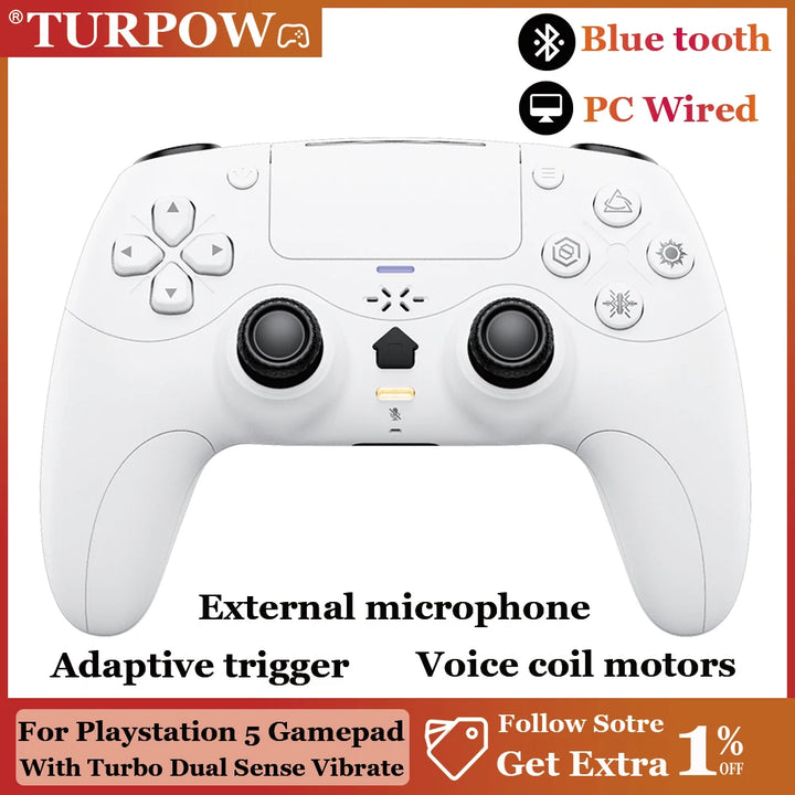 Wireless Gamepad For Playstation 5/ps5 controller Gaming Turbo Dual Sense Vibrate External microphone Adaptives Trigger