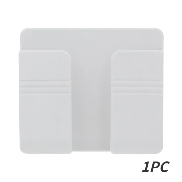 Punch Free Wall Mounted Remote Control Holder Phone Charging Organizer