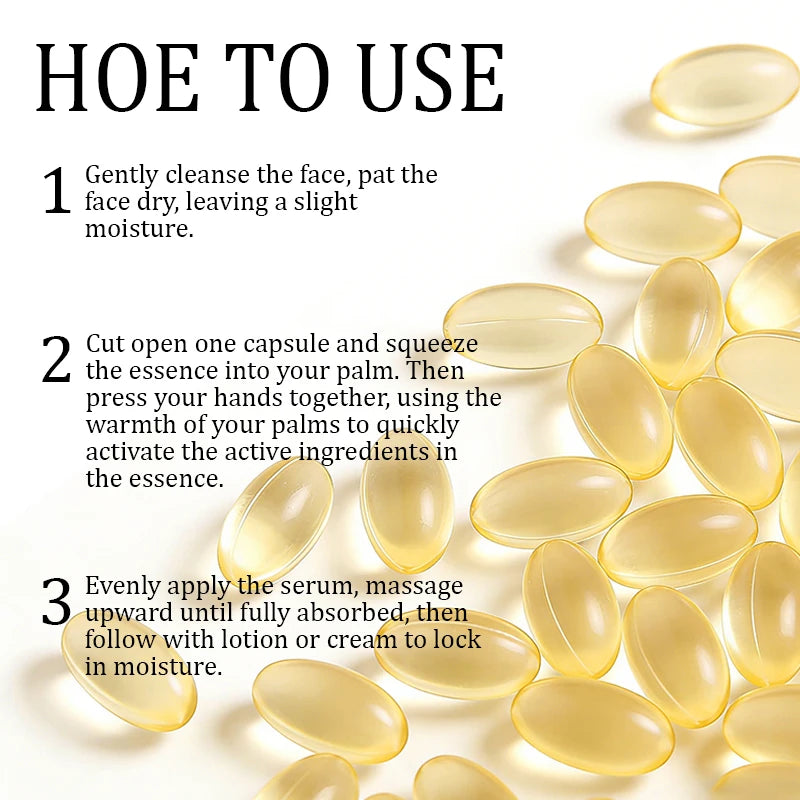 Vitamin E Facial Essence Capsule with Retinol Jojoba Seed Oil & Collagen for Brighter Skin Moisturizing & Smoothing 0.5ml X 90 C