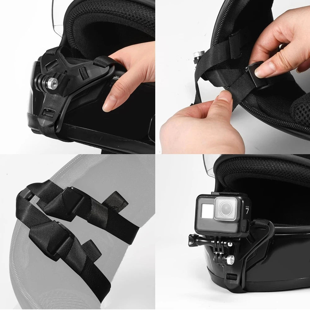 Motorcycle Helmet Chin Strap Mount for GoPro Hero 13 12 11 10 9 8 DJI Osmo Insta360 SJCAM SJ4000 AKASO Action Camera Accessories